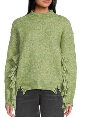 Chelsea & Violet fringe green sweater